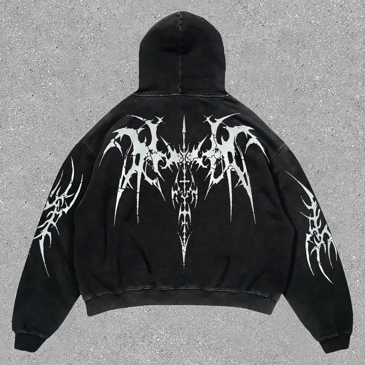 Vintage Gothic Print Hoodie