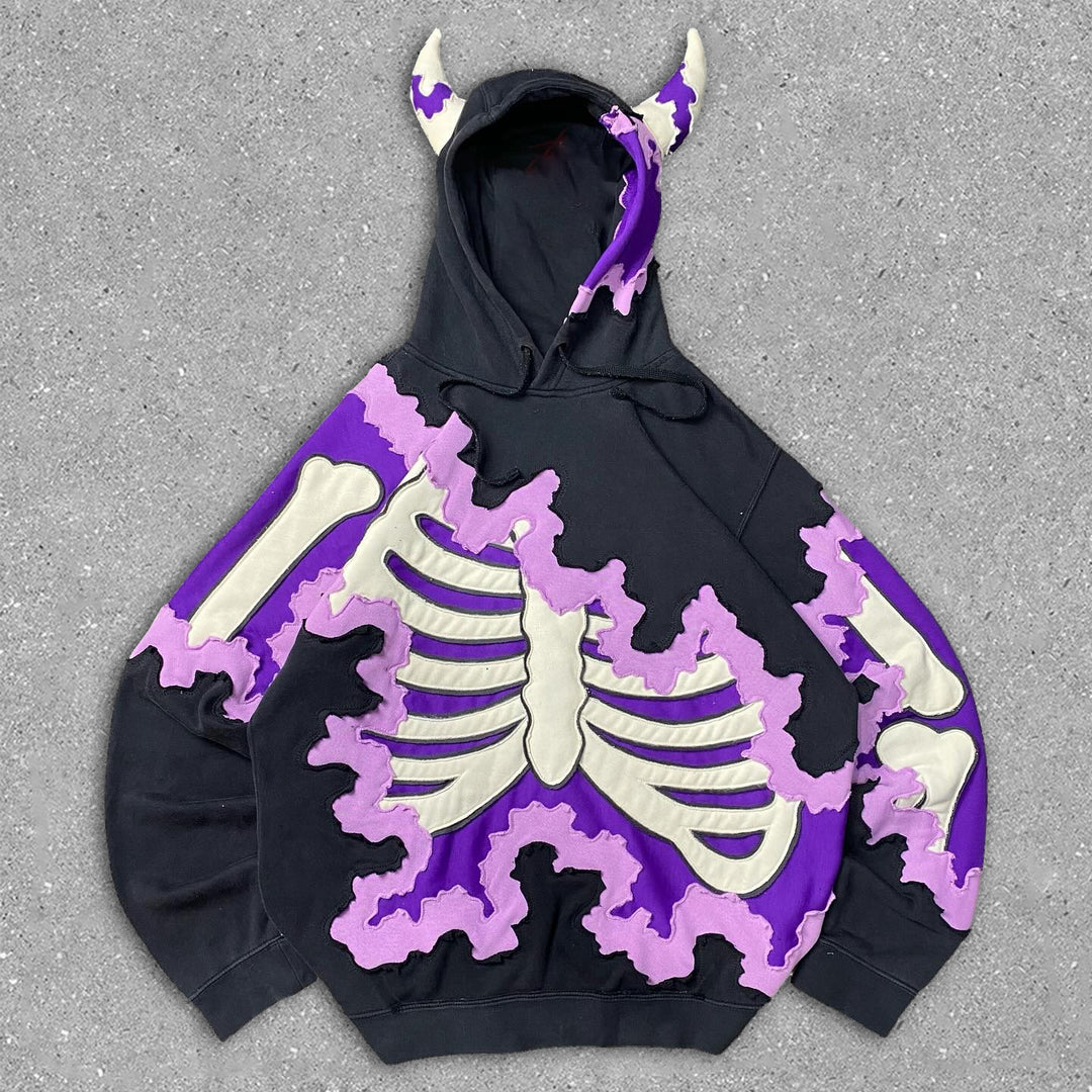 Devil patchwork loose hoodie