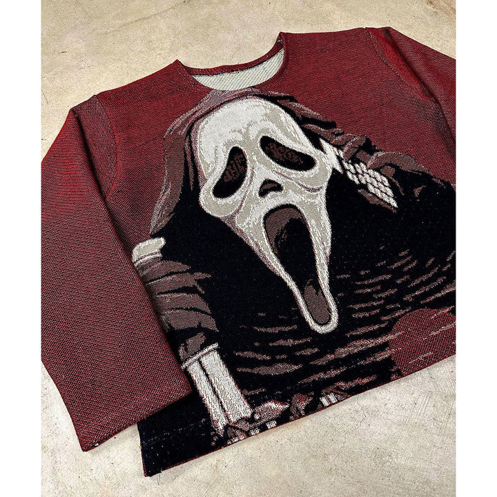 skull retro print tapestry sweatshirt