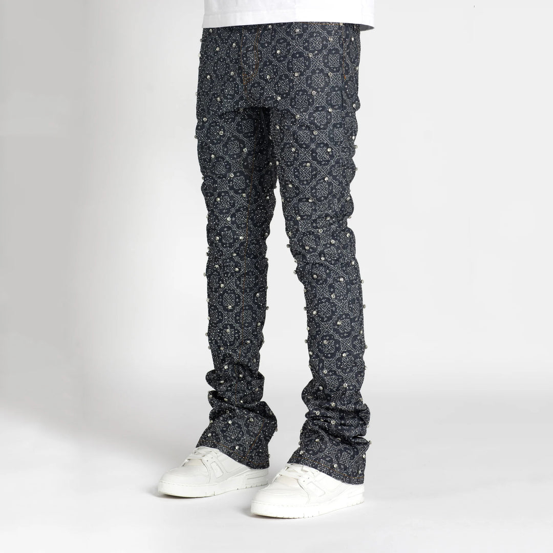 Pearl print casual street jeans