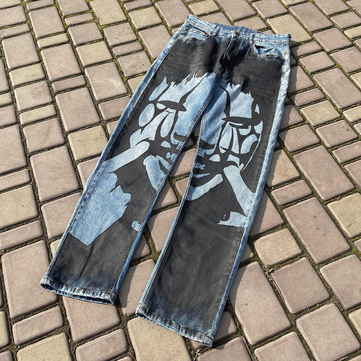 Scary Vintage Print Street Jeans