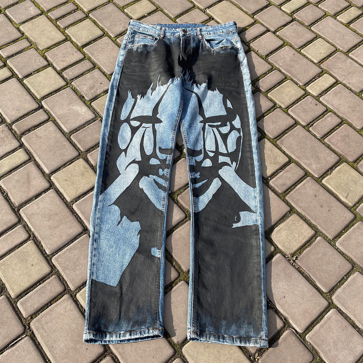 Scary Vintage Print Street Jeans