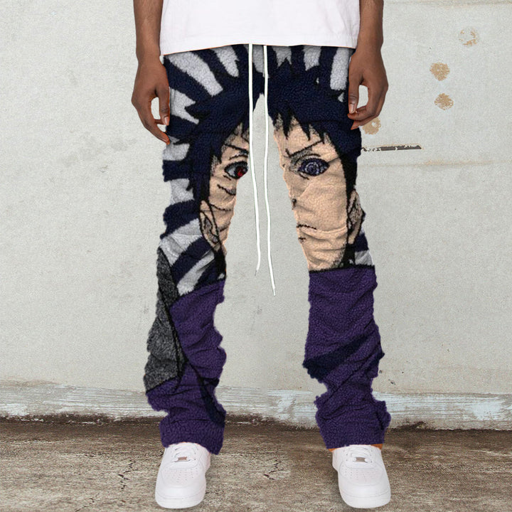 Comic cartoon print polar fleece street pants