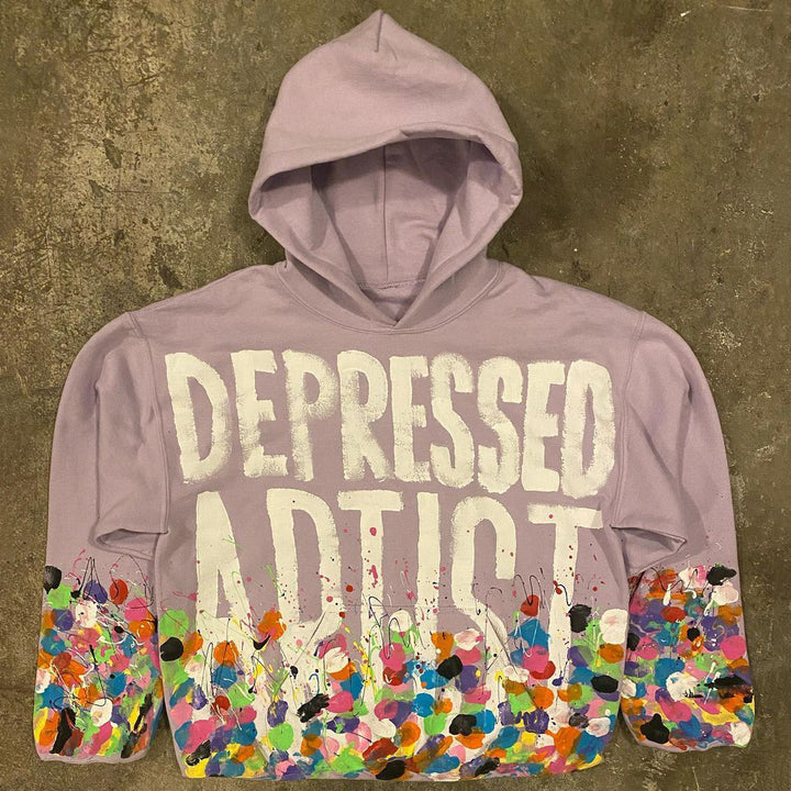 Fashion Depressed Artist Print Long Sleeve Hoodies