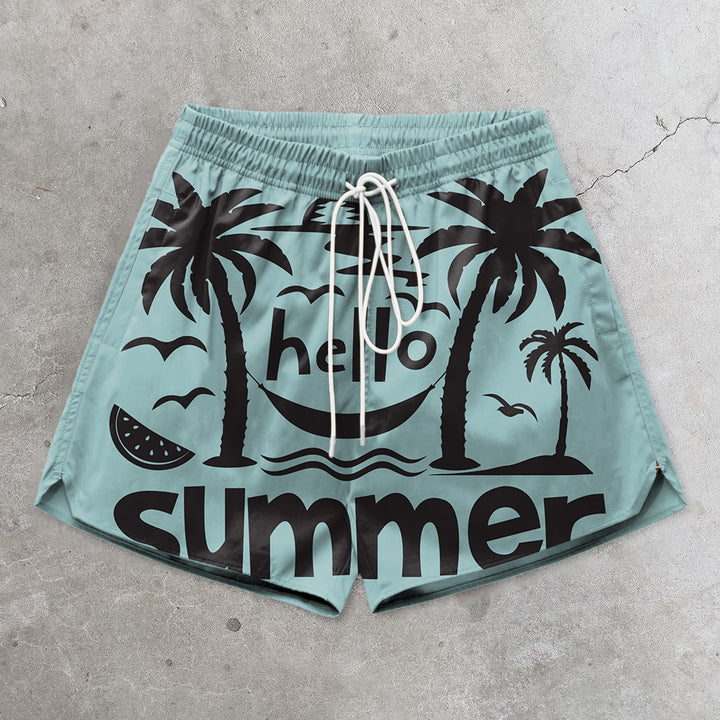 Trendy printed holiday style casual shorts