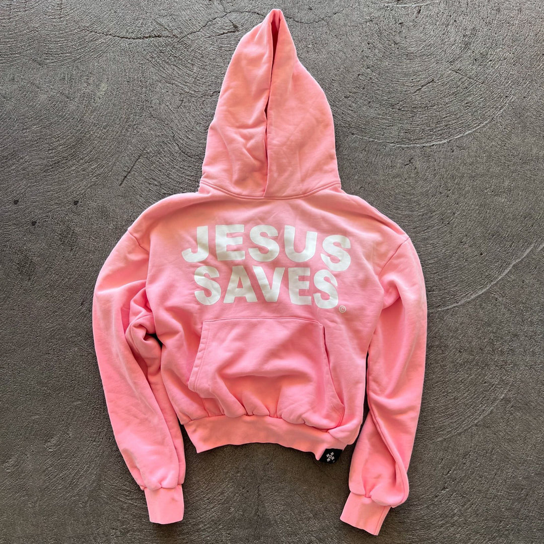 Jesus Saves Print Long Sleeve Hoodies