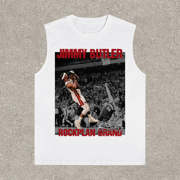 Two-handed dunk street basketball casual print T-shirt