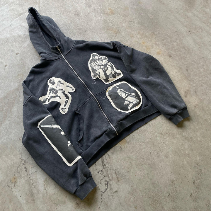 Casual Street Basketball Zip-Up Hoodie