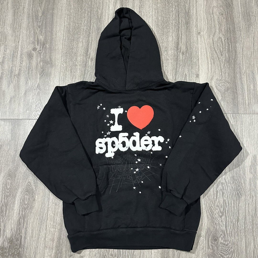 I Love Sp5der Print Hoodie Sweatpants Two Piece Set