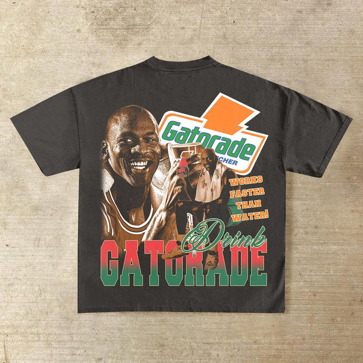 Fashionable basketball character print T-shirt