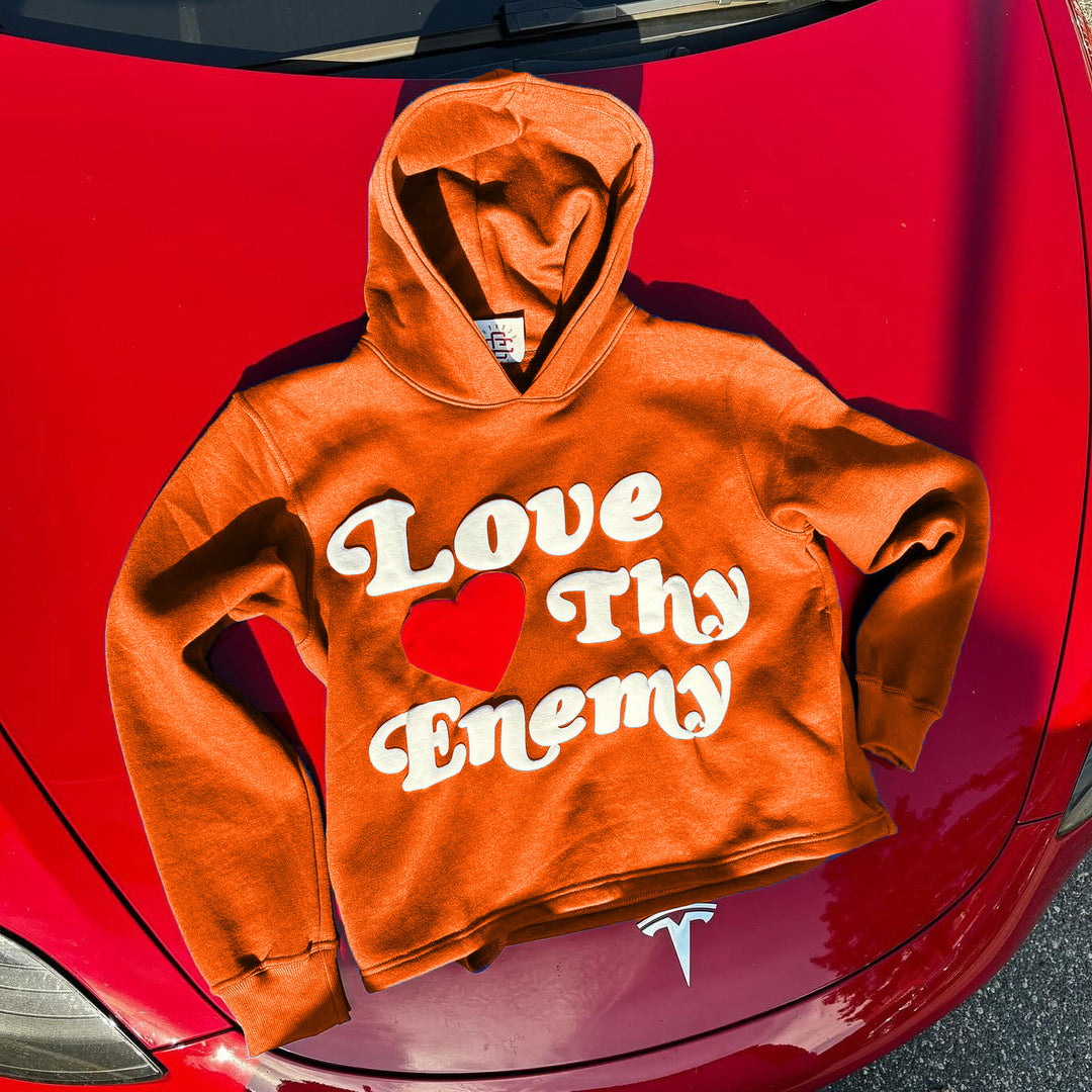 Love Thy Enemy Print Long Sleeve Hoodies