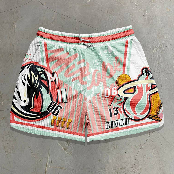 Casual Street Basketball Miami Heat Mesh Shorts