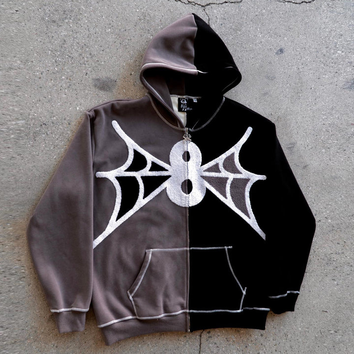 Retro Contrast Zip Hoodie