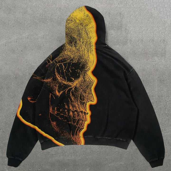 Hell Fire Print Long Sleeve Hoodies