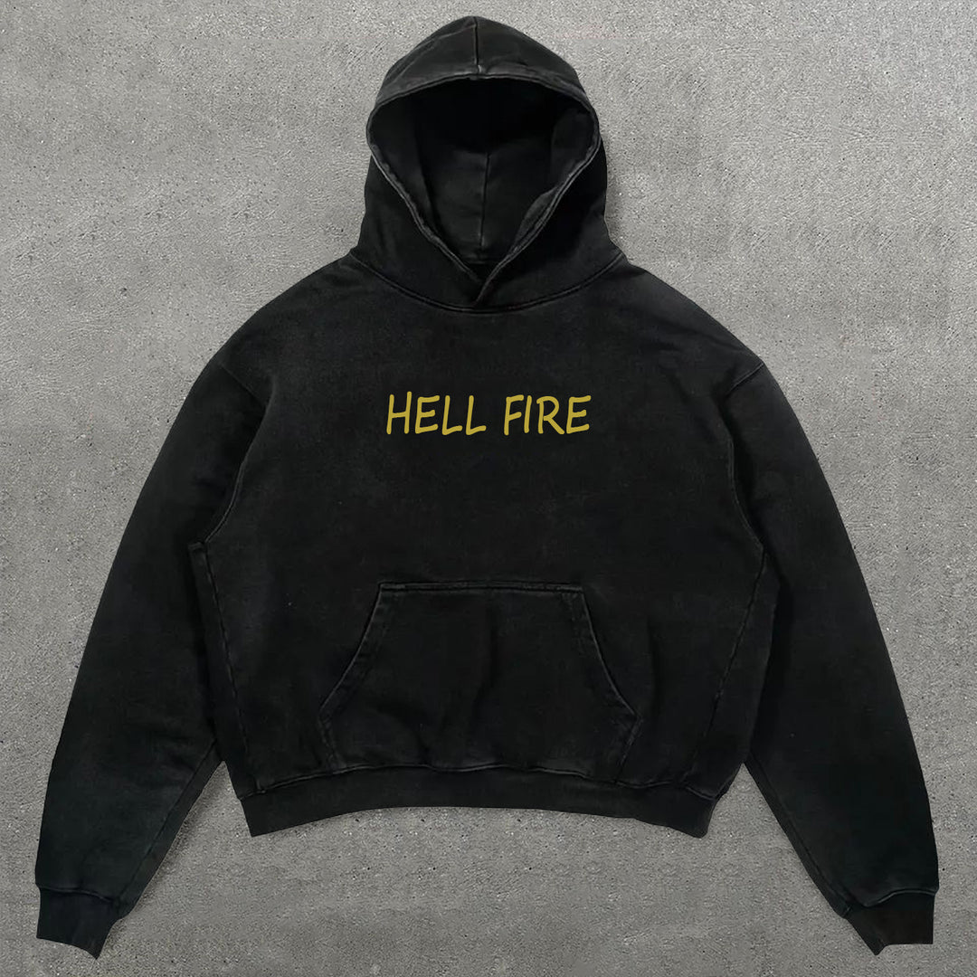 Hell Fire Print Long Sleeve Hoodies