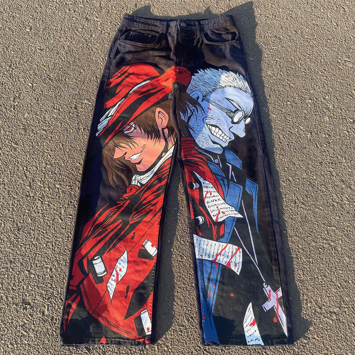 Comic Print Hip-Hop Jeans