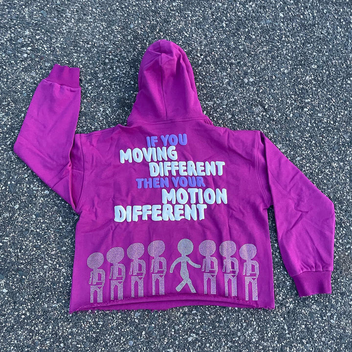 Motion different puff printing cotton street hoodie