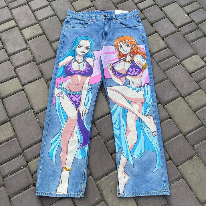 Comic Hip Hop Print Fashion Jeans