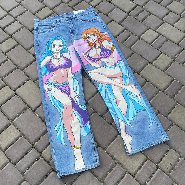 Comic Hip Hop Print Fashion Jeans