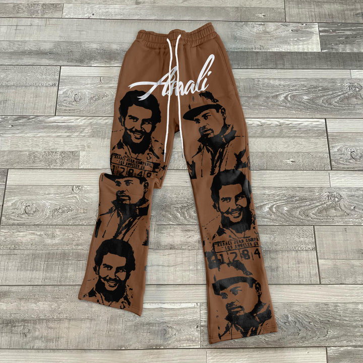 Personalized Retro Print Casual Flared Pants