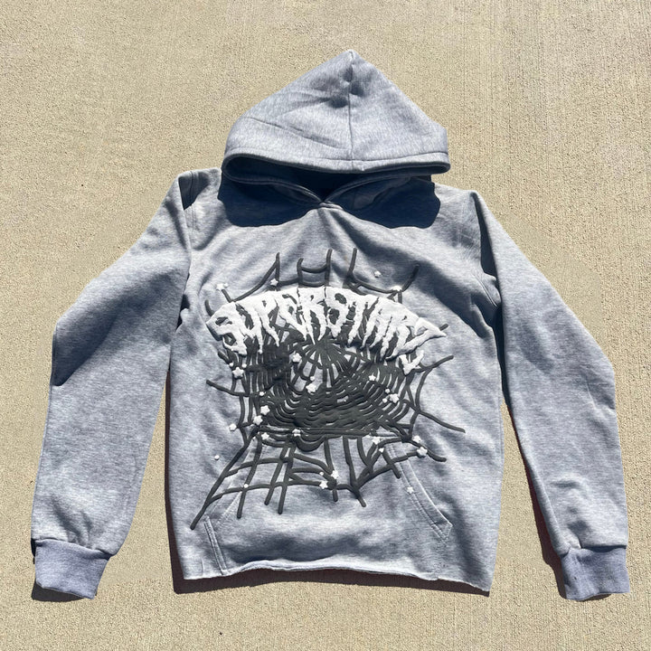 Superstar Spider Web Print Long Sleeve Hoodies