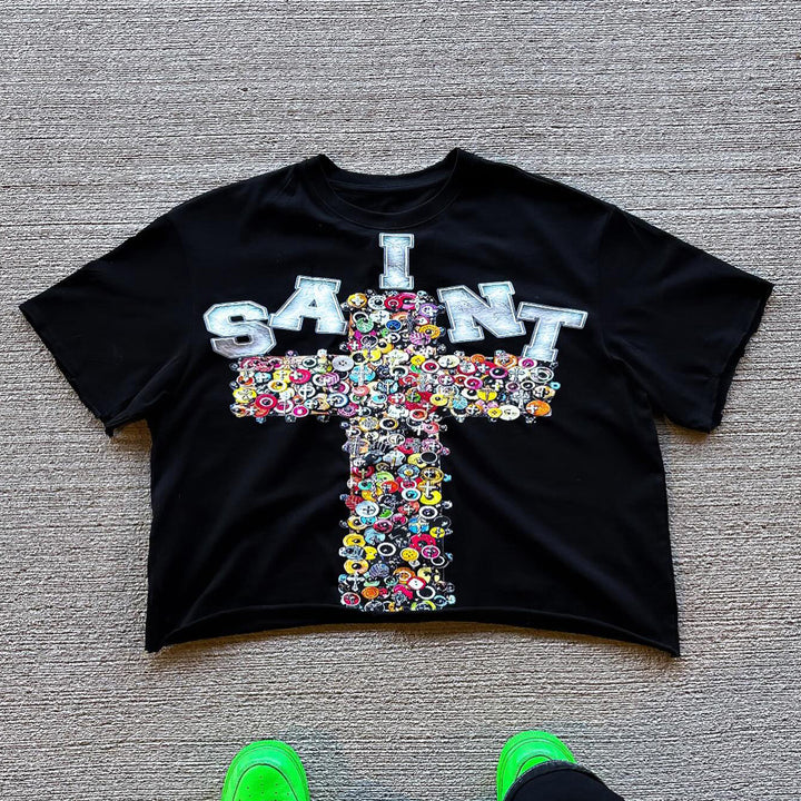 saint casual street print thick t-shirt