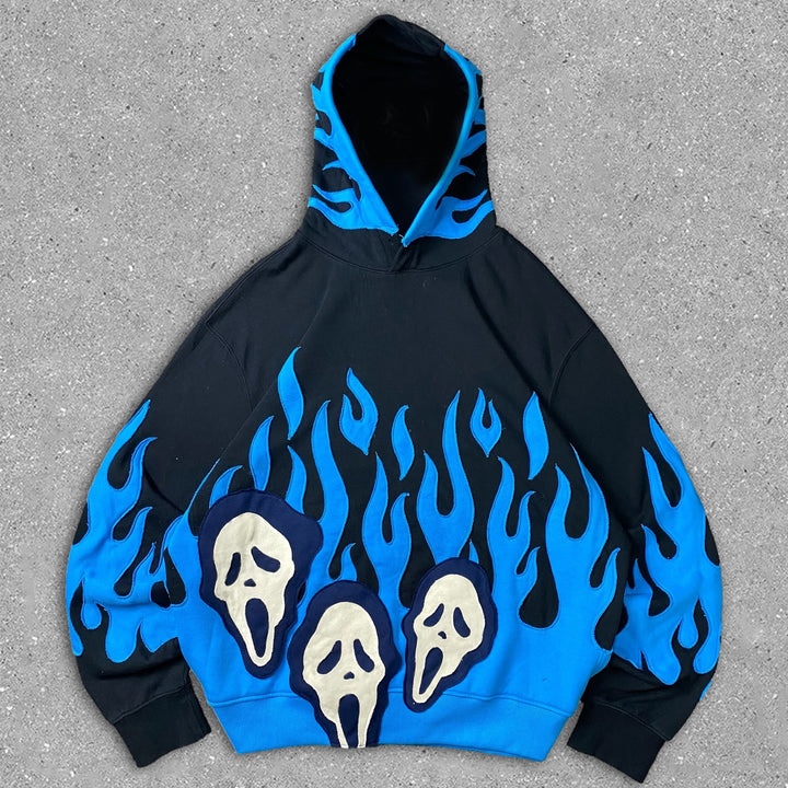 Flame Skull Contrast Hoodie