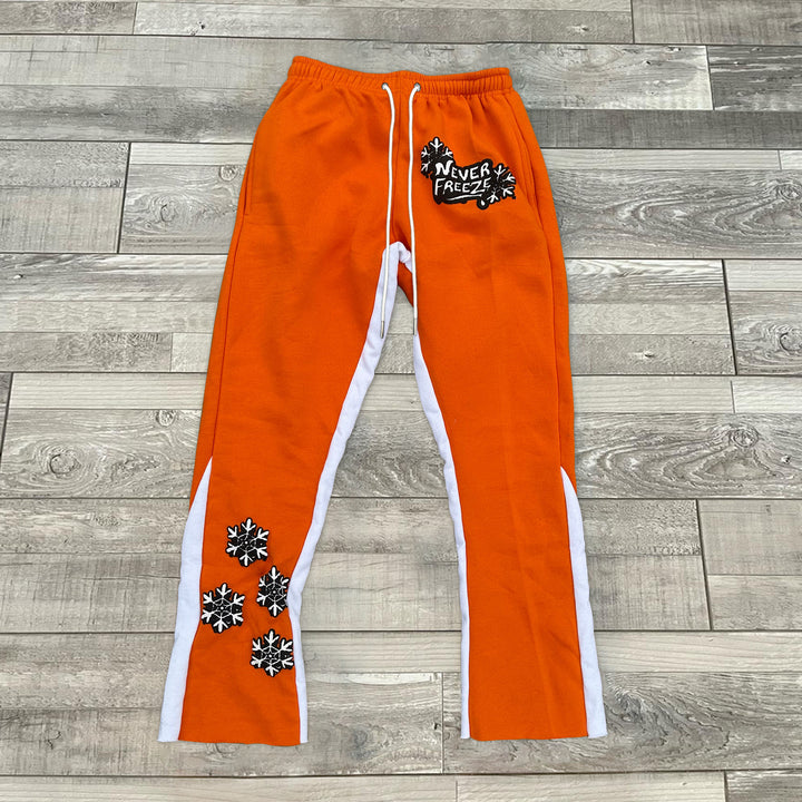 Stylish casual color-block printed flared trousers