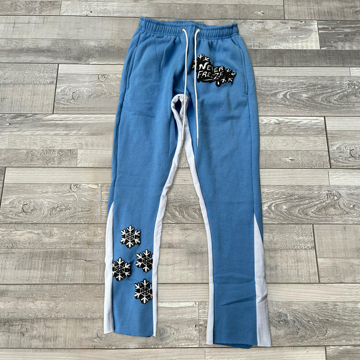 Stylish casual color-block printed flared trousers