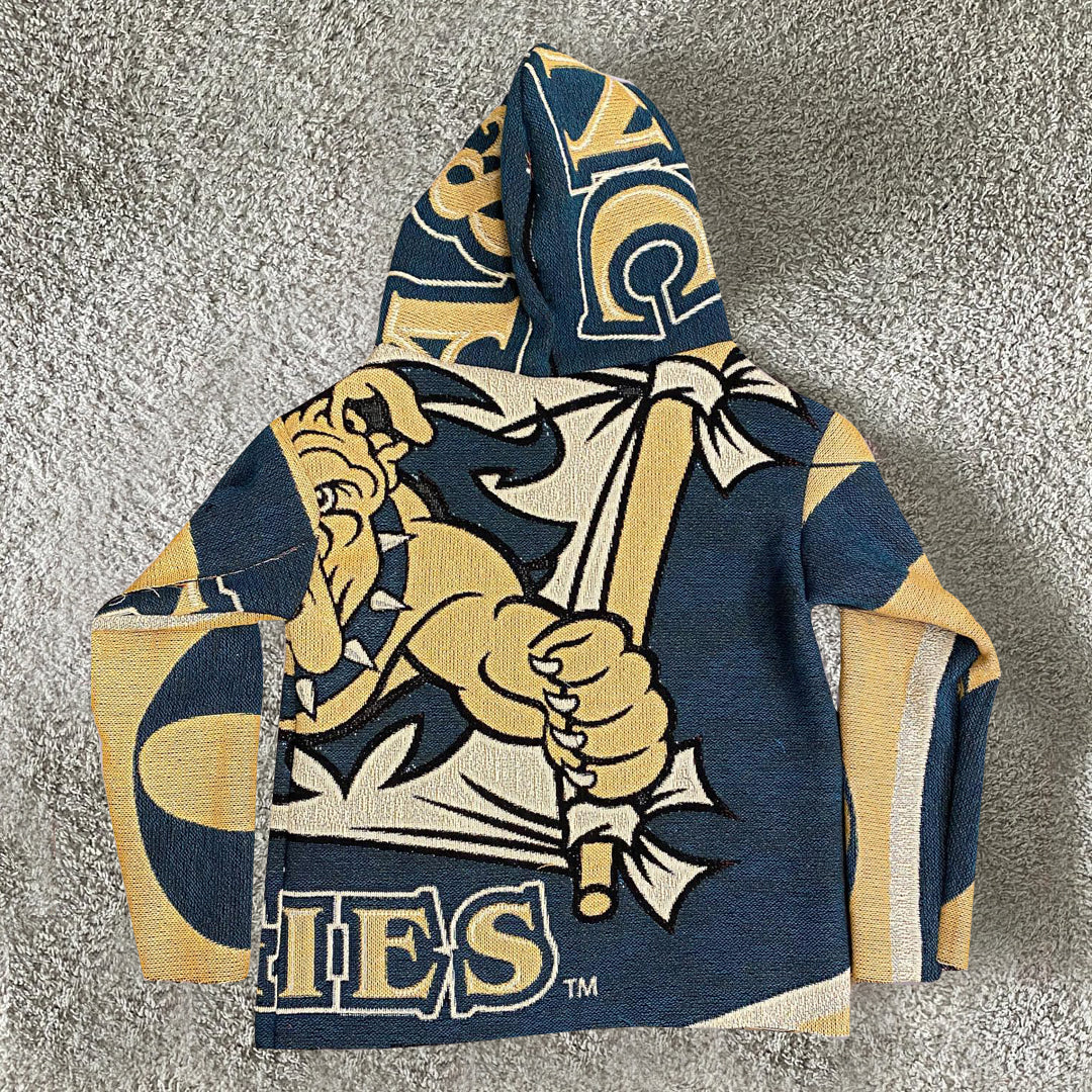 Stylish and personalized college style tapestry hoodie