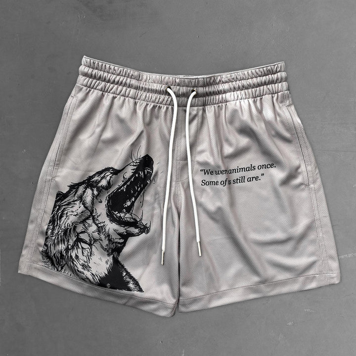 Fashion casual wolf print stretch shorts