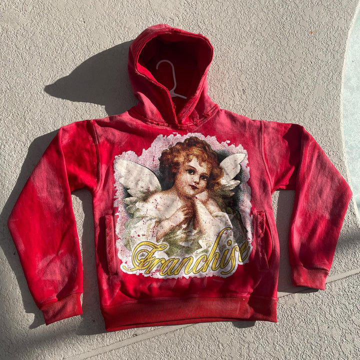 Stylish Retro Angel Print Hoodie