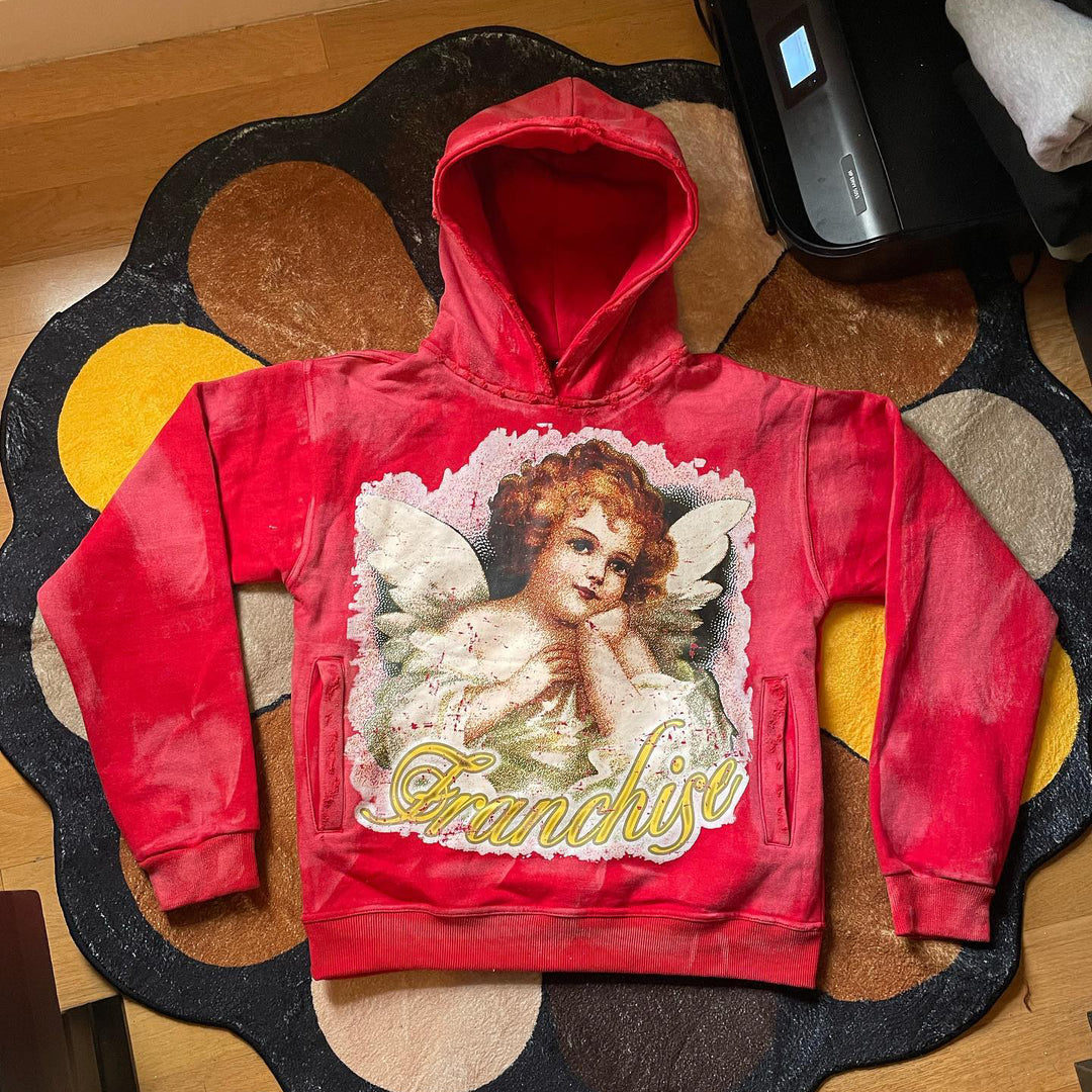 Stylish Retro Angel Print Hoodie