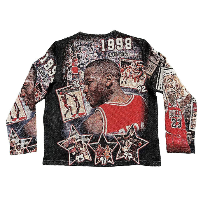 Basketball Highlights Round Neck Tapestry Sweatshirt