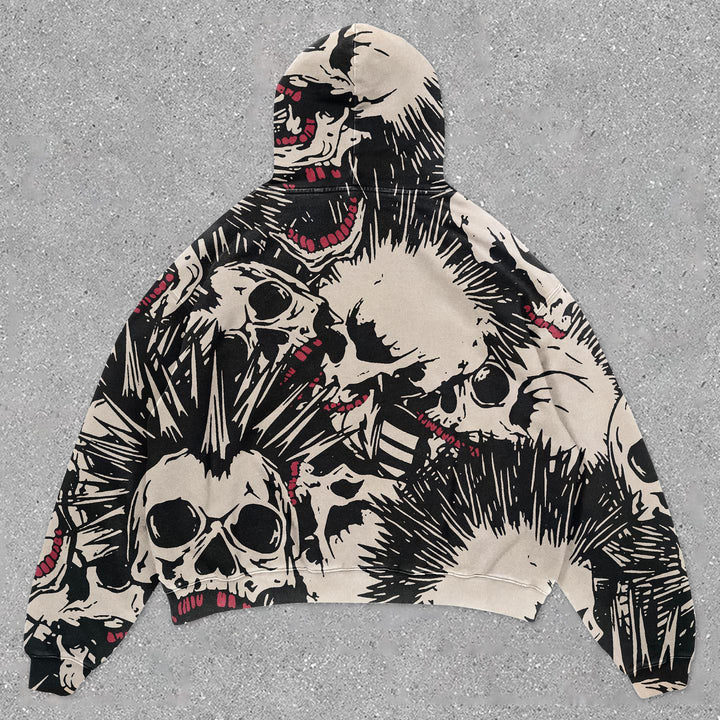 vintage skull print hoodie