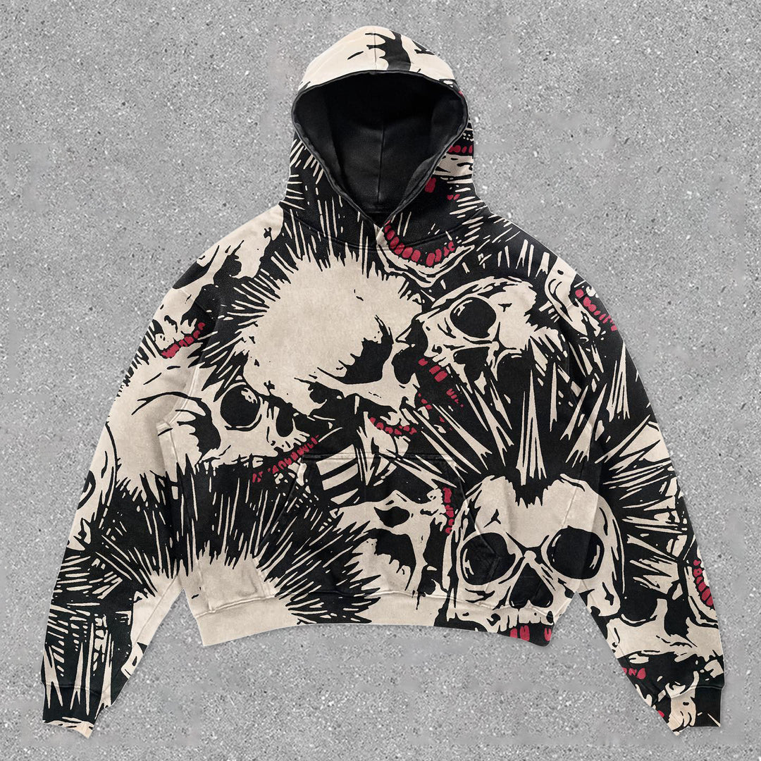 vintage skull print hoodie