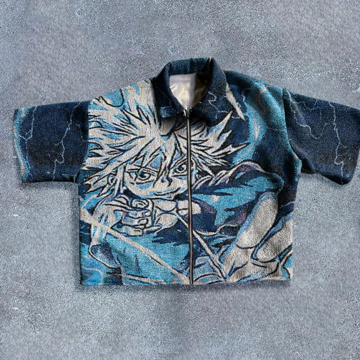 comic tapestry pattern short sleeve jacket