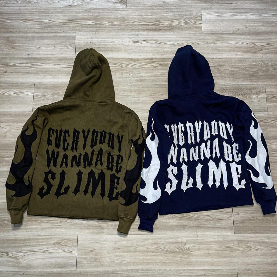 Slime Life Flame Print Long Sleeve Hoodies