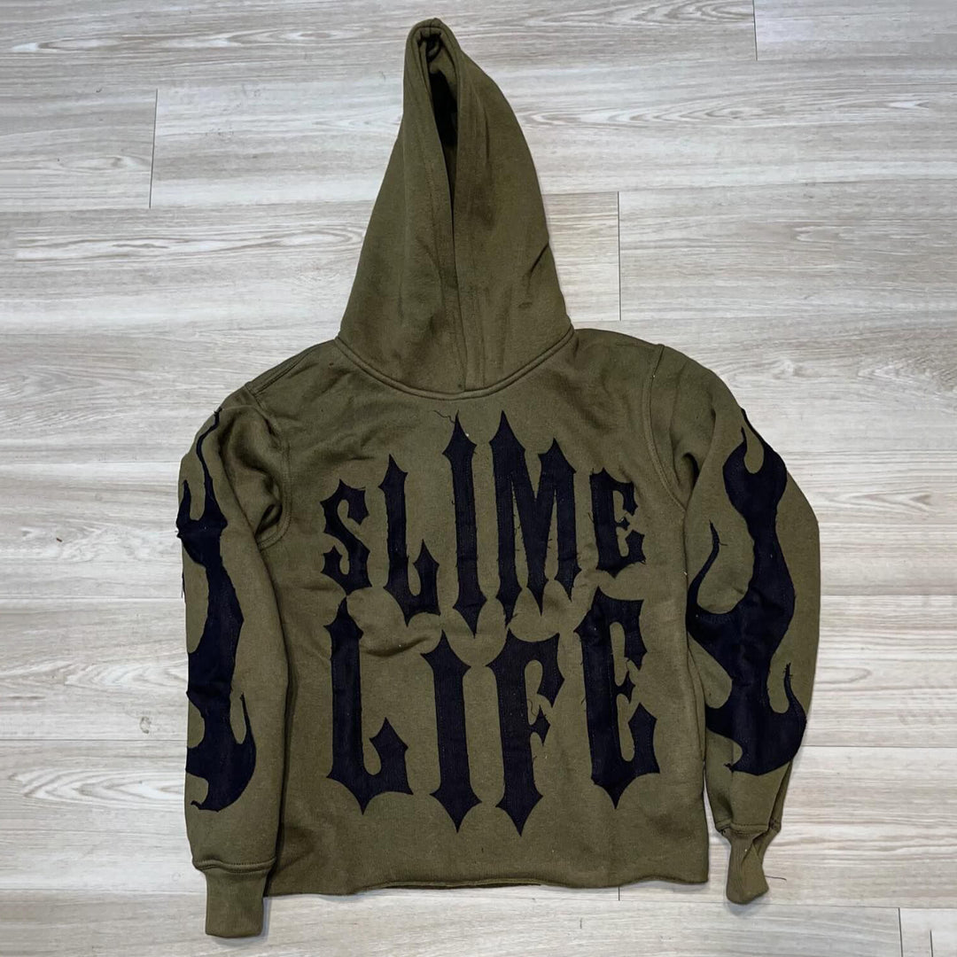 Slime Life Flame Print Long Sleeve Hoodies