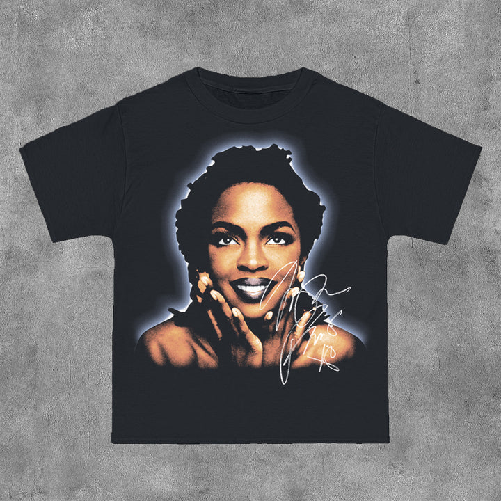 Basic Lauryn Hill Print Short Sleeve T-Shirt