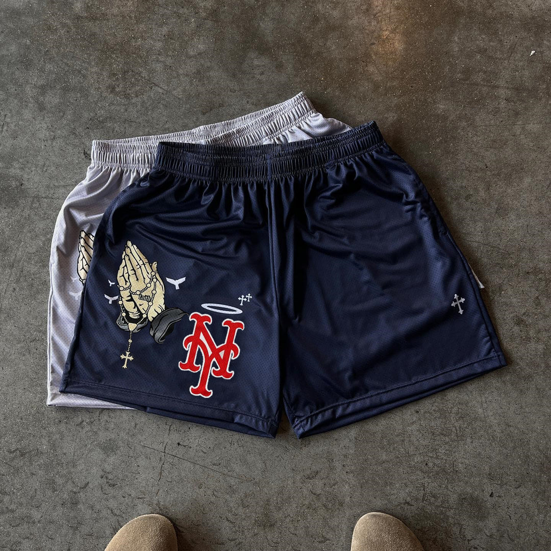 Praying Hands New York Mets Print Mesh Shorts