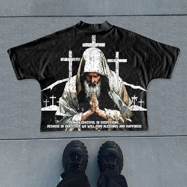 Jesus Praying Print Short Sleeve T-Shirt