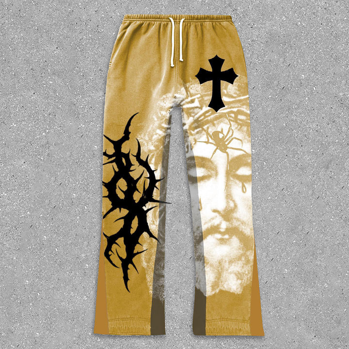 Fashionable personalized Jesus print trousers