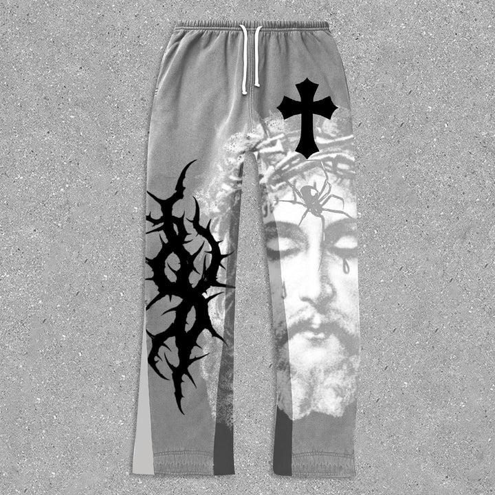 Fashionable personalized Jesus print trousers