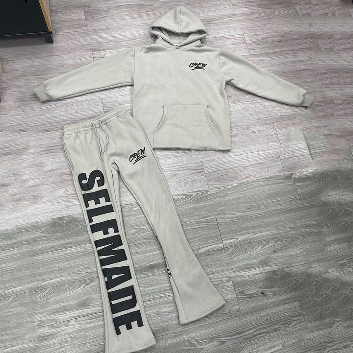 Casual Street Flared Pants Hoodie Two-Piece Set