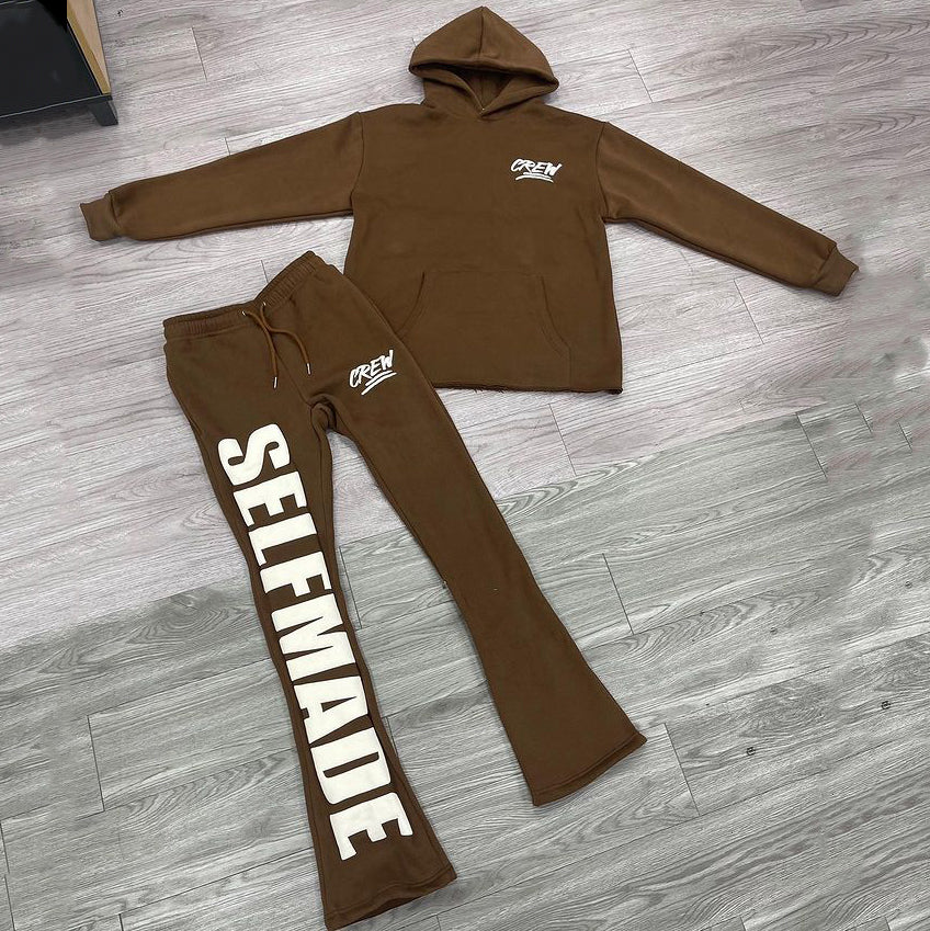 Casual Street Flared Pants Hoodie Two-Piece Set