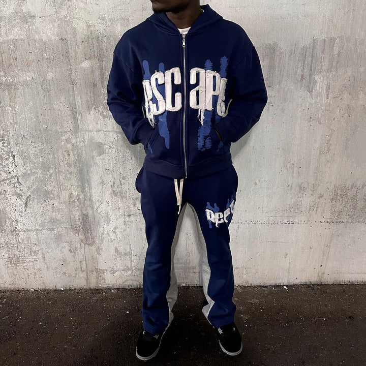 Escape Zipper Hoodie Sweatpants Two Piece Set