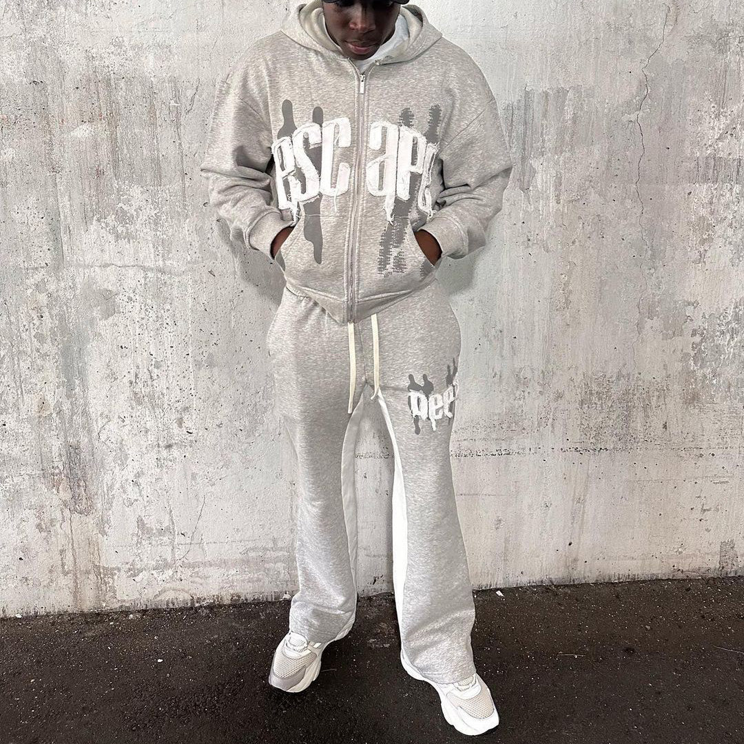 Escape Zipper Hoodie Sweatpants Two Piece Set