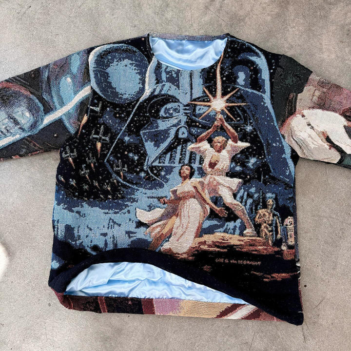 Interstellar pattern tapestry crew neck sweatshirt