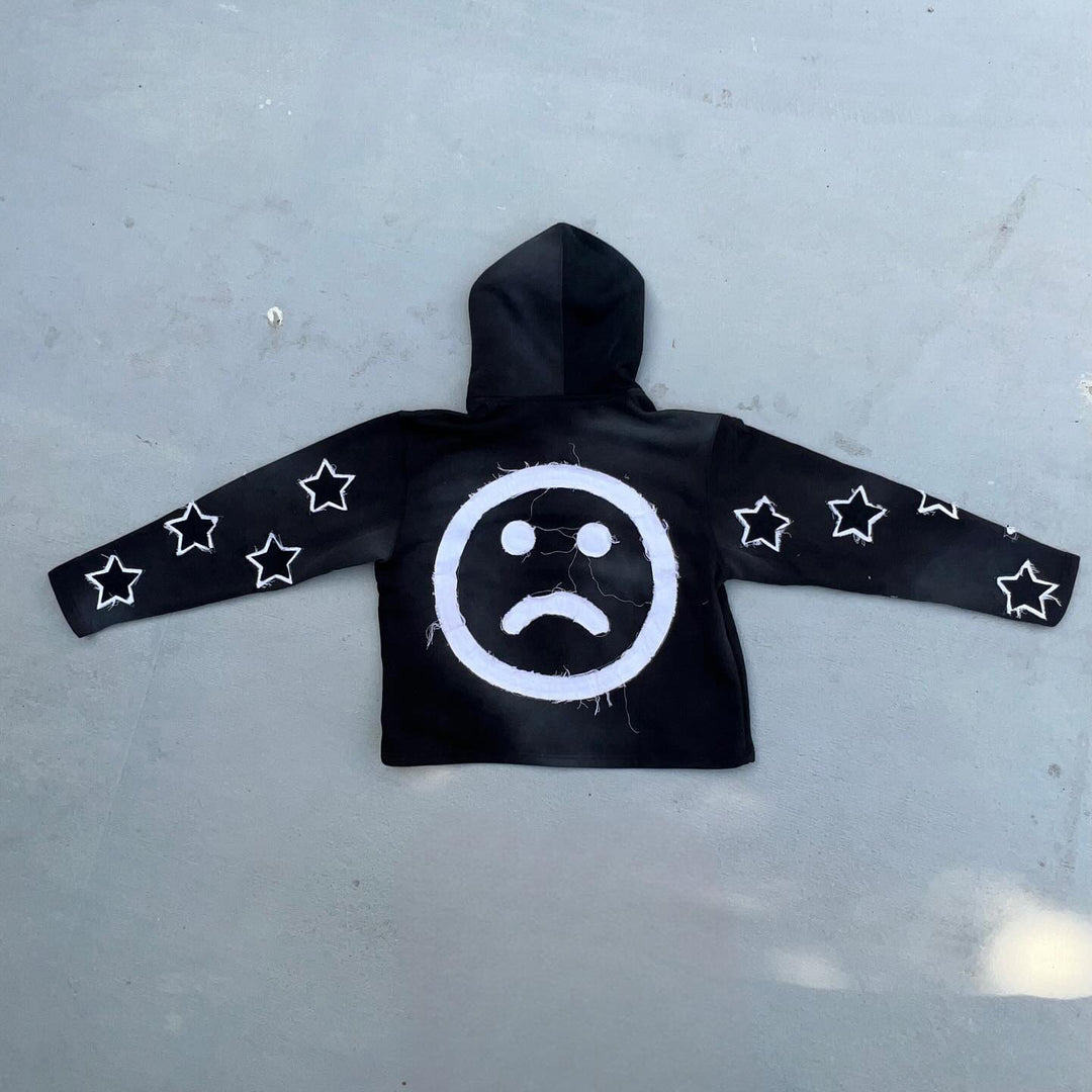 Lucky Casual Streetwear Patch Zip-Up Hoodie